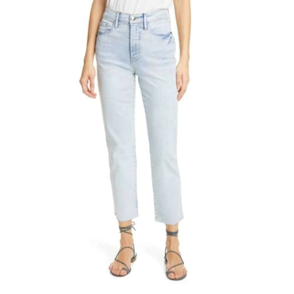 Frame High Rise Slender Straight Leg Denim Jeans